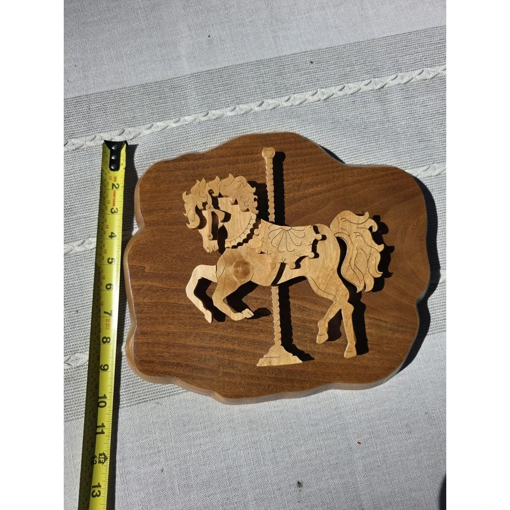 VTG Handcrafted Wooden‎ Carousel Horse Wall Plaque Folk Art 12x10 Nursery Decor